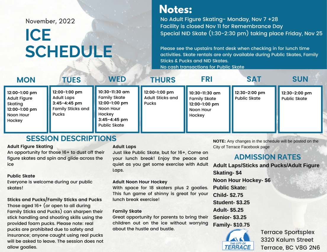Public Skating Schedule City of Terrace